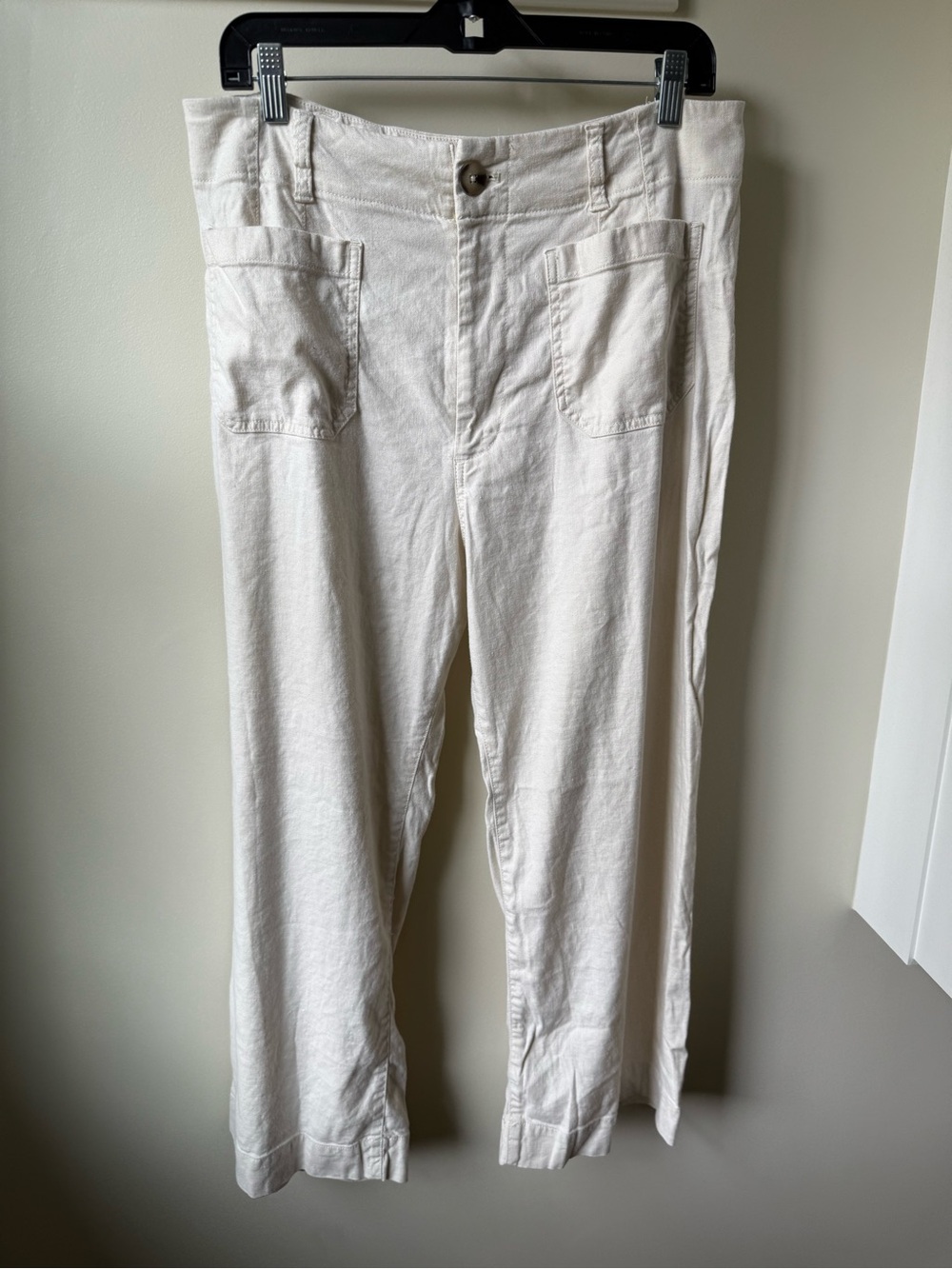MAEVE ANTHROPOLOGIE Colette Patch Pocket Wide Leg Pants Linen Blend Sailor 32